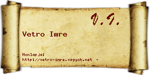 Vetro Imre névjegykártya